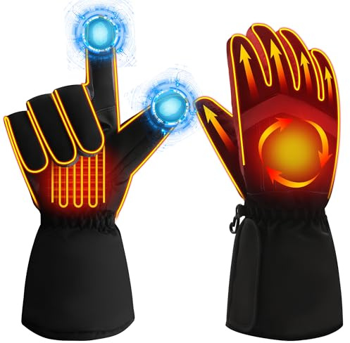 Accum USB aufladbare beheizbare Handschuhe für Männer und Frauen, batteriebetrieben, Baumwollhandschuhe, Wind und wasserdicht, beheizbar, warm, Eisfischen und für Outdoor-Aktivitäten