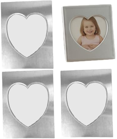 SMELEYOU Pequeños marcos de fotos de 3 pulgadas de plata, 3 piezas de aleación de aluminio, mini marcos de fotos, pequeño almacenamiento decorativo para mesa