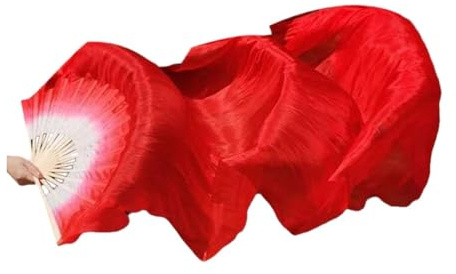 YXINAER Bauchtanz-Fächer for Damen for Tanzen, verlängert, doppelseitig, mit Farbverlauf Bauchtanz Seidenfans(Color 1)