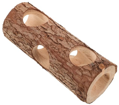 YARNOW Túnel de Madera para Hámster Pequeño Tubos y Túneles para Cobayas Juguete Resistente para Jaulas de Animales Pequeños Escondite Natural para Conejos y Jerbos Accesorio para