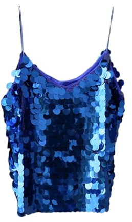 Damen Pailletten Glänzend Mode Tank Top Sparkle Sparkly Party V-Ausschnitt Ärmellos Basic Shirts Strass Cropped 2025 Club Glitzer Tank Tops Spaghettiträger Camisole Rückenfrei Crop Y2K