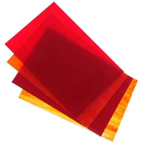 Lurrose Lot de 4 Plaques de Verre Coloré Ondulé 10x15 Cm, Teintes Translucides Pastèque, Rouge Foncé, Rouge et Orange, Carreaux de Verre Décoratifs pour Projets Vitrail Couleur Aléatoire
