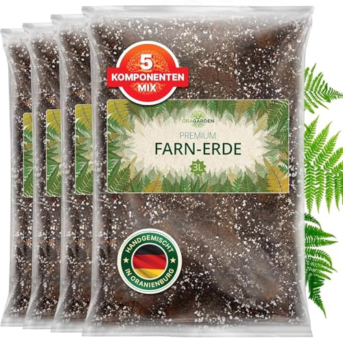 Terriccio Premium per Felci, Palme e Fiori 12L – Substrato Universale a 5 Componenti con Perlite, Fibra di Cocco e Humus di Lombrico, Alta Drenazione per Piante da Interno e Giardino