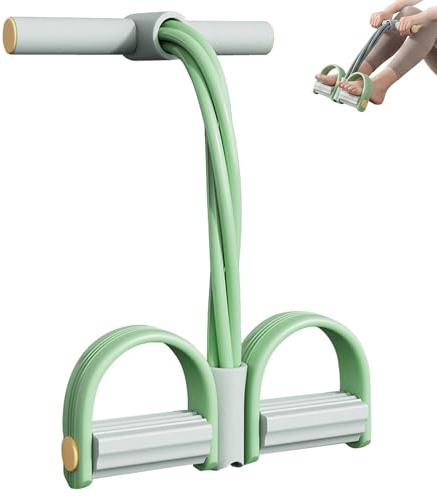 GWEOR Bande de Résistance Musculation à 6 Tubes avec Pédale - Élastique Fitness Multifonction pour Abdominaux, Jambes et Bras - Corde de Tension en NBR Épais pour Yoga et Sport à la Maison, Gris-Vert