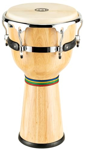 Meinl Percussion Floatune Series Wood Djembe, Natur (DJW3NT) | Floatune Stimmsystem, Höhe 24,25 Zoll, Durchmesser 12 Zoll, Inklusive Zubehör, mit Ziegenfell, Siam Eiche