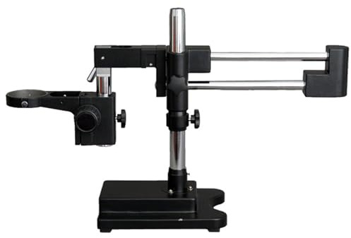 AmScope - Double Arm Boom Stand for Stereo Microscopes - Steel Arms, Tube Mount, 76mm Focus Block - Black