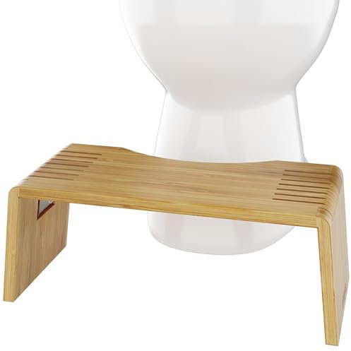 Squatty Potty Oslo Falten Bambus Toilette Hocker - 7-Zoll zusammenklappbar Badezimmer Hocker zum Erwachsene und Kinder, Braun