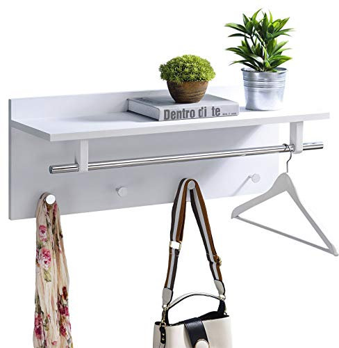 IDIMEX Wandgarderobe Garderobe ULF mit Kleiderhaken Hutablage Kleiderstange, in weiß