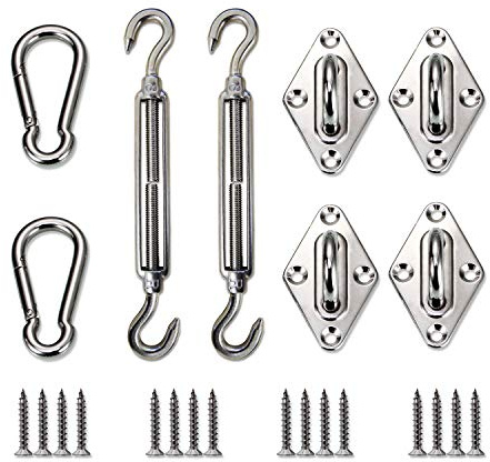 Windscreen4less Sun Shade Sail Hardware Kit - 8 Inches - Super Heavy Duty - for Rectangle and Square Sun Shade Sail