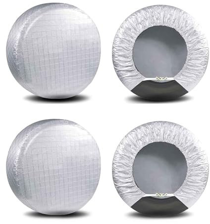 Amfor Reifenabdeckungen, 4er-Set, wasserdichte Aluminiumfolie, Sonnenschutz, wetterfest, passend für 48,3 cm bis 55,9 cm Reifendurchmesser
