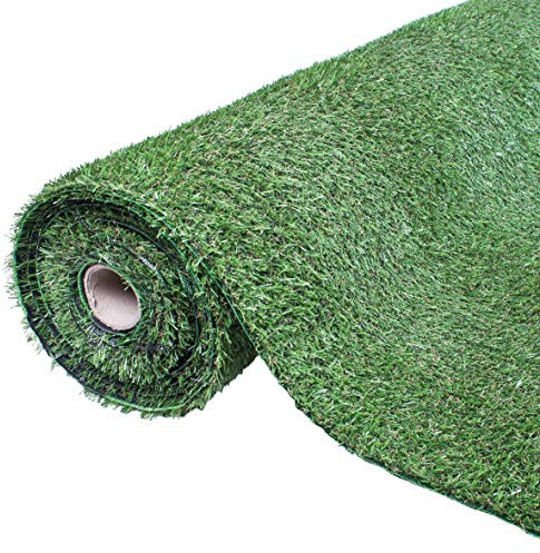 GardenKraft 4 m × 1 m Artificial Grass Roll  – 20mm High‑Density Dark Green Two‑Tone Pile, UV‑Stabilised Fast‑Drain Fake Lawn, Pet & Child Friendly Astro Turf