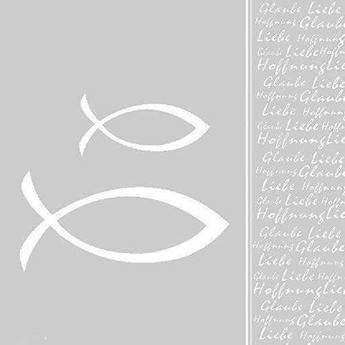 Kommunions-Servietten Konfirmations-Servietten PEACEFUL FISCH weiß & silber-grau Fisch-Motiv/Kirchliches Fest/Kommunion Junge & Mädchen/Konfirmation Firmung Taufe (40 Servietten)