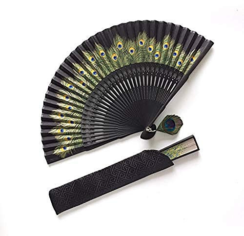 Eastern Wind Handfächer aus schwarzer mit Geschenktüte ，Bambus-Fächer, Hochzeitsgeschenk 22 * 40cm