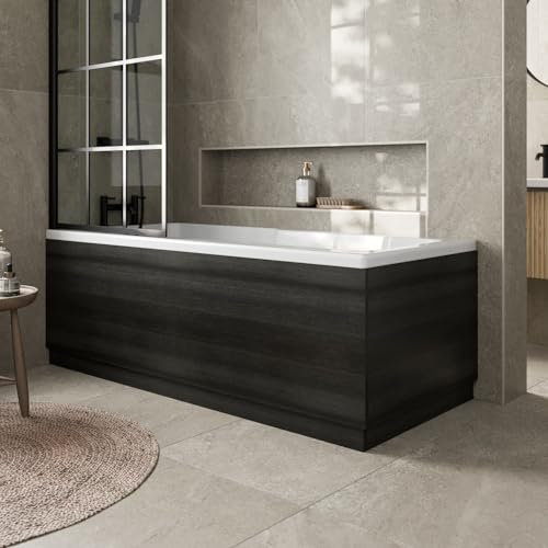 Aurora® Modern 1700mm Front Side Panel & 750mm End MFC Bath Panel 16mm Wooden Panels for Bathroom Baths Soaking Tubs, Adjustable Plinth, Easy to Cut, Charcoal Grey
