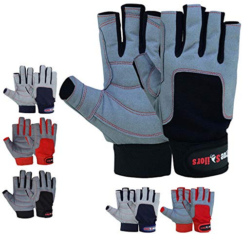 MRX BOXING & FITNESS Sailing Gloves with 3/4 Finger and Grip for Men and Women, Great for Kayaking, Workouts and More Grey/Black