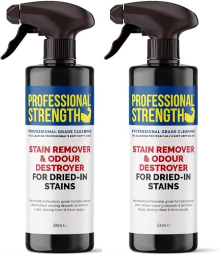 Professional Strength Dried-In Stain Remover | 500 ml | Enzyme-Based Carpet & Fabric Spray for Stubborn Stains (500ml (Pack of 2))