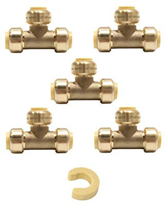 (2 Stück) EFIELD Höger 1/2 Zoll T-Steckfitting zum Verbinden von Pex, Kupfer, CPVC, bleifreies Messing (2)