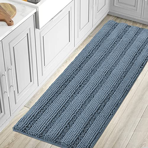 H.VERSAILTEX Bathroom Rugs Bath Mat Runner Rug Non Slip Kitchen Rug Extra Long Bath Rug Runners Oversized 59 x 20 Absorbent Washable Dry Fast Plush Area Rug for Bathroom/Bedroom - Stone Blue
