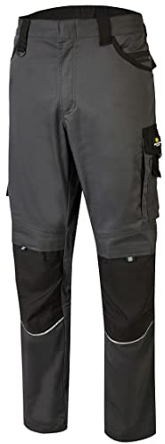 Hans Schäfer Workwear HSW Professional – Lange Arbeitshose für Herren – Modische und leichte Bundhose mit Knietaschen – Strapazierbar und qualitativ – Grau, 54