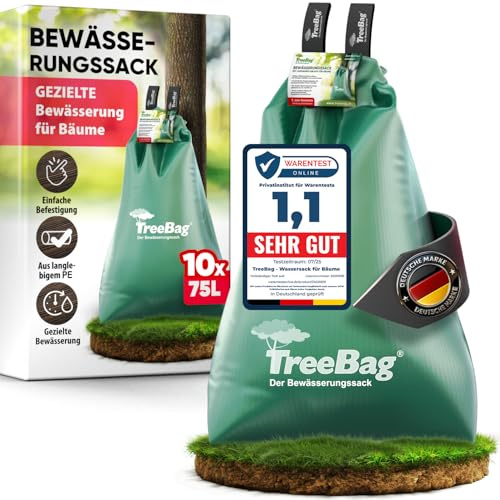 TreeBag Wassersack für Bäume 10 x 75L – UV-stabiler Baumbewässerungssack aus PE – Effektiver Bewässerungssack Baum für Garten & Stadtgrün