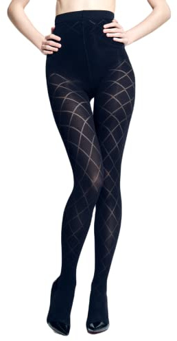 Mega vackra halvogenomskinliga mönstrade tights 40 Denier 3D av Sentelegri, Svart, XXL