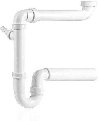 kör4u Raumsparsiphon 1 1/2 Zoll x 50mm, weiß, aus Kunststoff, mit Geruchsverschluss, für Spülbecken, Küche