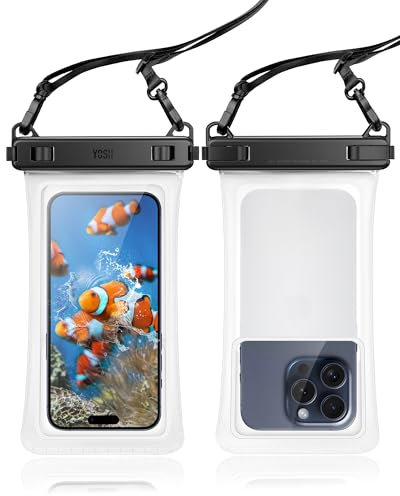 YOSH wasserdichte Handyhülle Mattierter [2 Stück], 8 Zoll Crossbody Unterwasser Handyhülle, IPX8 TPU Handy Wasserschutzhülle für iPhone 16 15 14 13 Pro Max Plus Samsung Galaxy S24 S23 S22 Ultra