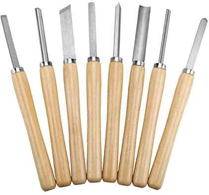 NDNCZDHC Outils Professionnels De Tournage du Bois 8 Pièces Ensemble De Ciseaux De Tour Gouge à Bois Séparation Oblique pour Débutants, Amateurs