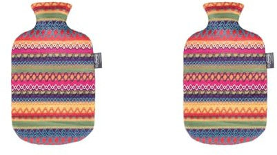 Fashy 6757 25 2007 Wärmflasche mit Bezug im Peru - Design 2.0 L, braun - rosa (Packung mit 2)