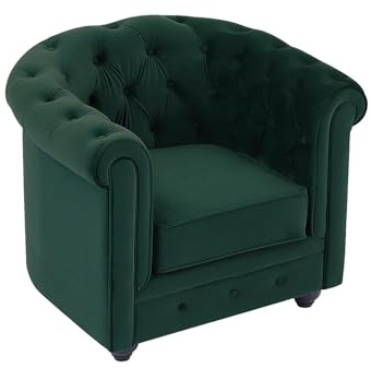Vente-unique - Poltrona dritta 1 posto Chesterfield - velluto - verde