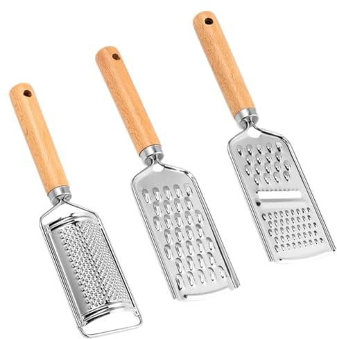 IMIKEYA 3pcs Multi-function Grater Stainless Steel Wood Cheese Shredder Vegetable Shredder for Carrot Potato Kitchen Supply