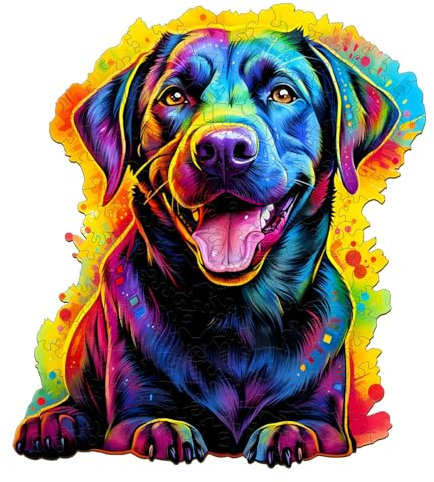 Holzpuzzle Erwachsene, Schwarzer Labrador Holzpuzzle, Einzigartig Hund Puzzle, Schöne Geschenkverpackung, Erwachsene Kinder Familie Spiel Geburtstagsgeschenk (L-34.5 * 30.7cm-260 Stücks)