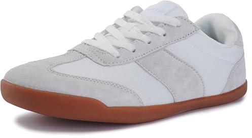 WHITIN Women's Barefoot Sneakers Casual Minimalist Minimus Zero Drop Sole Wide Toe Box Shoes Size 8 Width 8W Laces Up Outdoor Grey Gum 39
