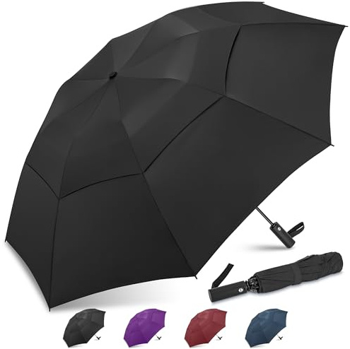 ZOMAKE Regenschirm Sturmfest Taschenschirm Groß,54/62 Inch Golfschirm Sturmfest Leicht,Großer Taschenschirm Stabil mit Doppelkappe für Herren Damen Kinder