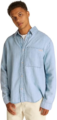 Calvin Klein Regular Linear Denim Shirt J30j327508 Camicia L/S Unisex - Adulto