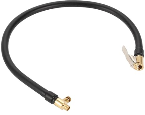 A ABSOPRO Tubo De Extensión Para Inflador De Neumáticos Negro 1 Unidad | Goma Y Metal, 50 Cm, M8X0.8, 8 Mm Id, Clip De Inflado Rápido, Para Inflado Sin Fugas, Fácil De Usar