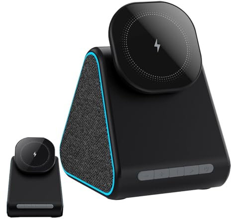 Station de charge sans fil | Haut-parleur sans fil avec son surround HD, haut-parleur sans fil magnétique chargeur sans fil support pour téléphone