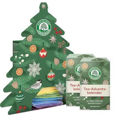 LEBENSBAUM 3x Bio Tee Adventskalender 2024, 24 Bio-Tees für die Adventszeit, 3er Set Adventskalender mit je 24 Teebeuteln