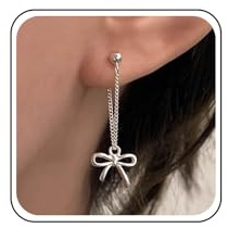 Cimenexe Boucles D'oreilles Bohème Avec Noeud Papillon Boucles D'oreilles Pendantes En Chaîne Avec Noeud Papillon En Argent Boucles D'oreilles Pendantes Avec Noeud Papillon Longues Boucles