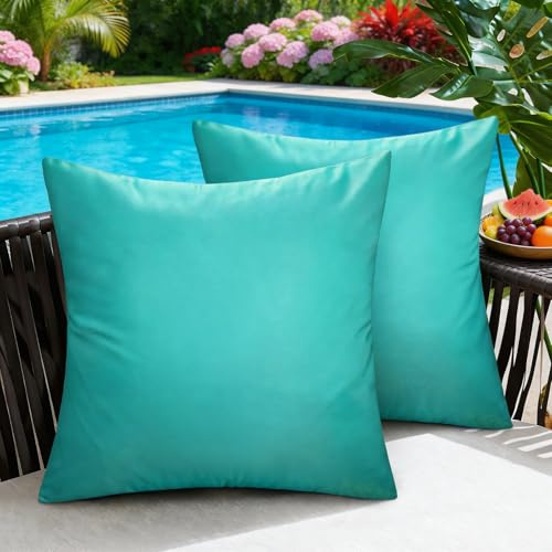 BonBotimen Fodera per Cuscini 40x40 cm, Impermeabile e Resistente alle Intemperie per Outdoor & Indoor, Cuscini Decorativi per Balcone, Giardino, Divano e Letto, Blu, Set da 2