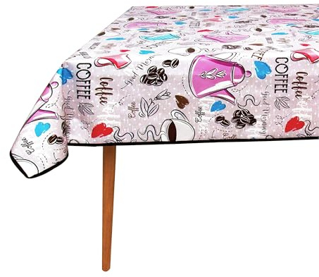 Wachstuch Tischdecke mit Kantenverstärkung - Wasserabweisend, Leicht zu Reinigen und Wetterfest - Reach Zertifiziert - 140 x 220 cm - Kaffee