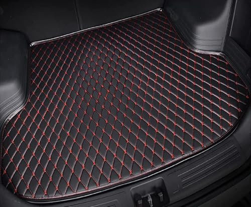 KUNCKN Auto Leder Kofferraummatte für BMW 5 Series G30 Sedan 2017 2018 2019 2020 2021 2022,Wasserdicht Kofferraumwanne Schutzmatte Antirutsch Kofferraum Interieur Zubehör,A/Black-Red