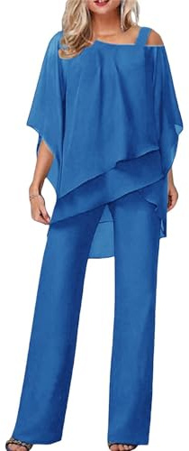 Tute Eleganti Donna Cerimonia 2 Pezzi Completo di Pantaloni Lungo Moda Vestito Taglie Forti Tute Senza Manica Sexy Tailleur e Lavoro Baggy Playsuit Curvy da Sera Interi