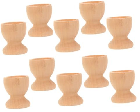Toyvian 10pcs Hand-Painted Wooden Egg Tray Toy for Boys and Girls Easter DIY Craft Boy Girl's Unfinished Graffiti Egg Cups DIY Easter Decor