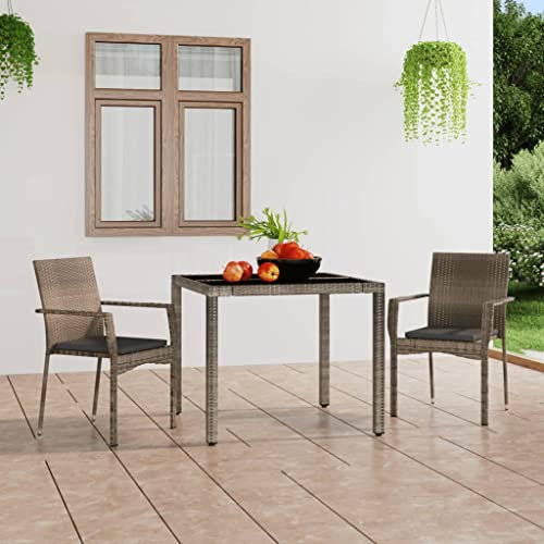 XINCXIN Gartenstühle, Terrassenstühle Korbsessel Chair Gartensessel Geeignet für Outdoor Pool Terrace Garden mit Kissen 2 STK. Poly Rattan Grau