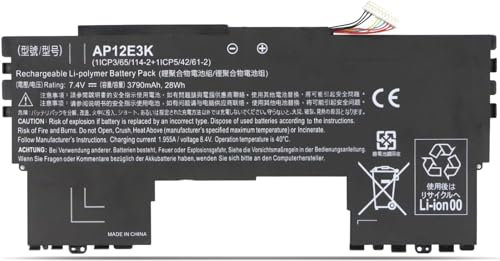 7.4V 3790mAh/28Wh AP12E3K Laptop Battery Compatible for Acer Aspire S7 Ultrabook 11 Inch Aspire S7 Ultrabook IPS S7-191 Ultrabook 11 Inch S7-191-53314G12ass S7-191-73514G25ASS 61-2 11CP5 Series
