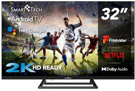 Smart Tech TV LED 32 (80 cm) Smart Android 32HA20V3UK, 3 HDMI, 2USB, Résolution HD: 1366 * 768, Youtube, Netflix, Prime