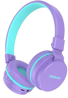 Kids Bluetooth Headphones,Lightweight Kids Headphones Wireless,85/94dB Safe Volume,40H Playtime,Fast Charging,Bluetooth 5.3,Over Ear,Toddler Headphone Built-in Mic for School/Tablet/Travel (Purple)