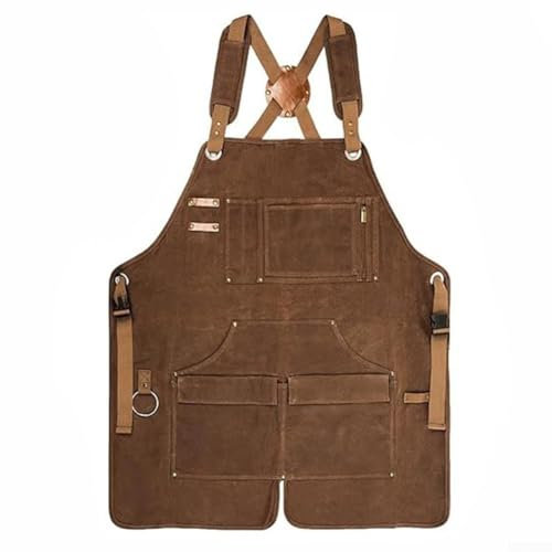 QOXEZY Heavy Duty Work Apron for Electricians Waterproof Canvas with Split Bottom Design and Multi Pocket Organization (Camouflage)