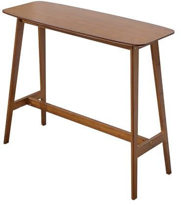Table de bar étroite – Table de salle à manger en bois massif de 120,7 cm pour cuisine, salon, petits espaces, fête et pub – Longue table de salle à manger élégante en finition noyer